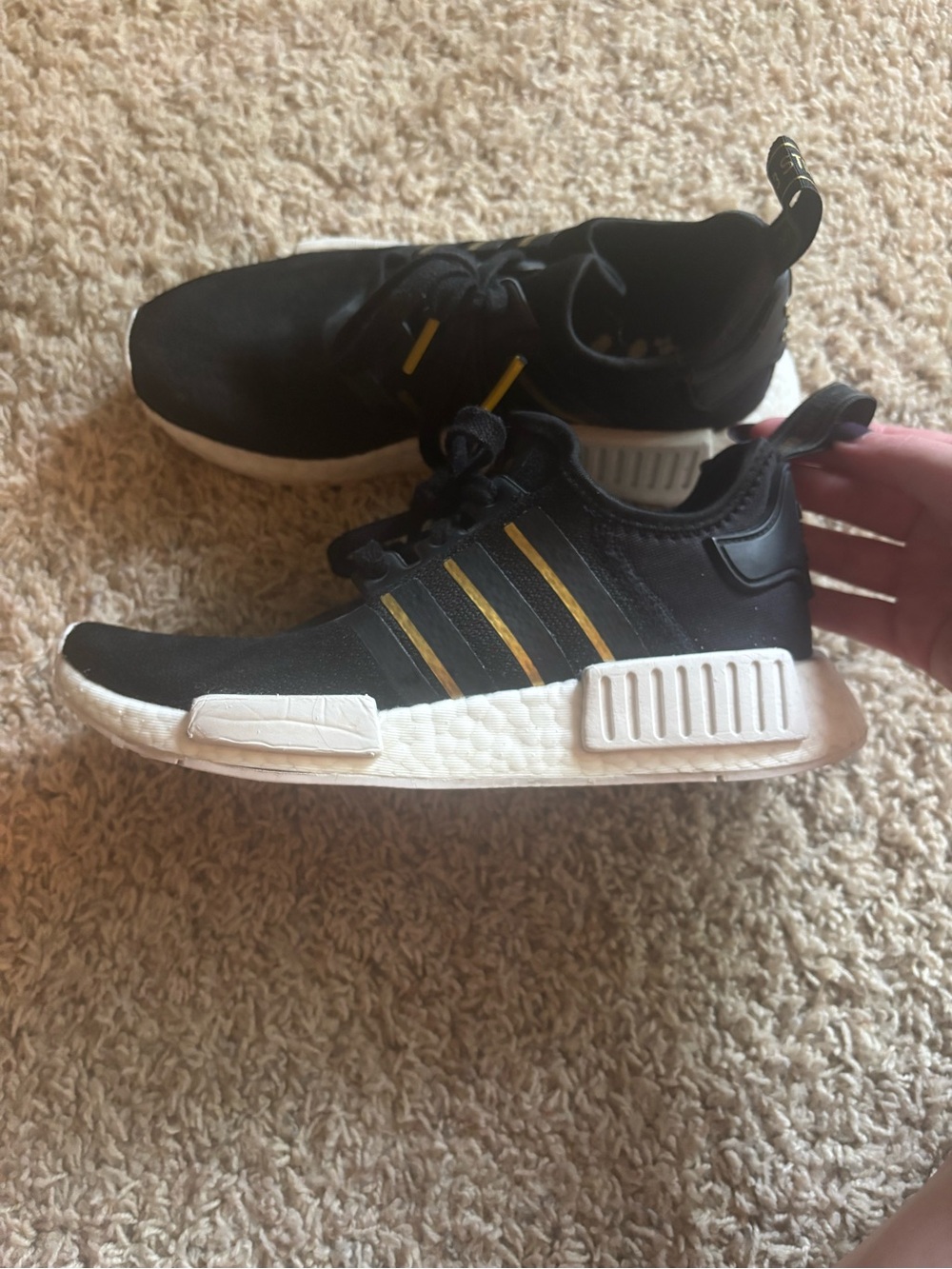 adidas women’s Sneakers - Black with Gold Stripes